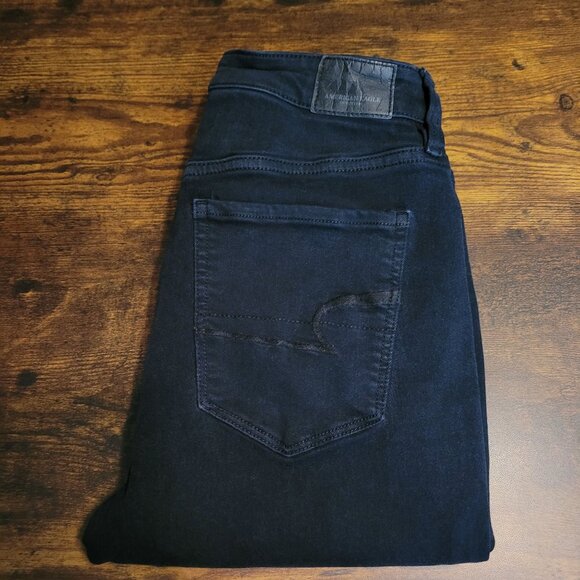 American Eagle Jeans 4 L Button Fly Jegging Super Hi Rise Super Stretchx Black - Picture 3 of 12